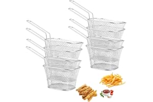 APACALI 8 Pièces Panier a Frites, Mini Paniers à Frites Panier à Frites en Acier Inoxydable Plats de Service à Frites pour Chips pour Frites, Poulet Frit, Rondelles d'Oignon, Crevettes