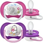 Philips Avent Ultra Air Pacifier, 6-18 Months for Baby Girls, 2&rsquo; Pack, Orthodontic Silicone, Wide Air Hole, Microwave Ster