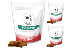 Zahnbürstle Rinderkopfhaut Kaustangen Natürlich & Getreidefrei - Rohhaut Kaurollen für Hunde - Rohleder Zahnpflege Hund - Dental Care Dog Chew Sticks | Billos Rinder-Haut 3er Pack (3X 150g = 450g)