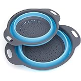 Diealles Set Scolapasta Pieghevole in Silicone Filtro Cucina Domestica O Campeggio (Blu)
