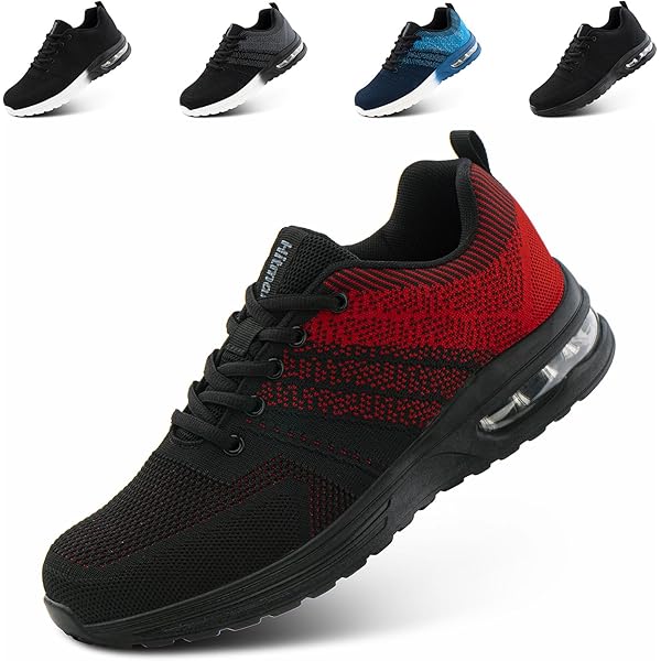 SmoothPace Werkschoenen Heren Veiligheidsschoenen Dames Lichtgewicht Non-slip Stalen Teen Schoenen Comfortabele Ademend Veiligheidsschoenen Met Twist Lock BlackWhite 41EU