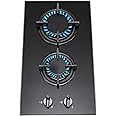 SIA GHG301BL 30cm Black 2 Burner Gas on Glass Domino Hob & Cast Iron Stands