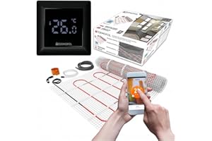 Termofol Set de estera calefactora con termostato H6 WiFi, color negro, calefacción por suelo radiante eléctrico, baño, sala de estar, lámina calefactora con potencia de 150 W/m2, superficie de 2,5