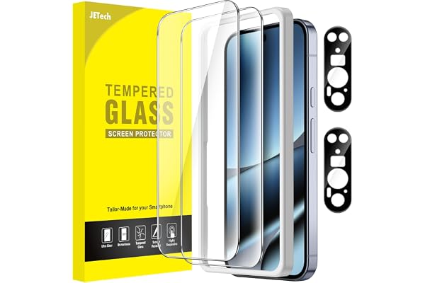 JETech Skärmskydd för Google Pixel 10 Pro XL, 2+2-Pack | med Kameralinsfolie, HD Klart Härdat Glas, Repskydd, Enkel Installat