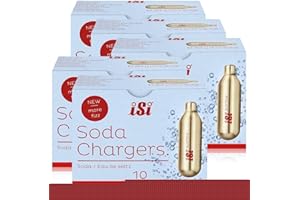 iSi Soda Chargers - Cápsulas de soda (10 cápsulas, para agua burbujeante, 84 g, 5 unidades)