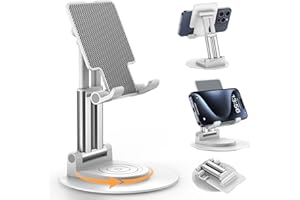BHHB Supporto Tablet, Porta Tablet Telefono Supporto Tablet Regolabile con 360 Gradi Rotante Base, per iPad/iPad Pro/Air/Mini, Galaxy Tab A8/A7 Lite/A7/S8/S7, iPhone 15/14/13/12/11 ecc - Bianco