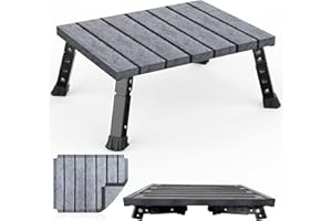 XARILK Taburete plegable ajustable para caravana, autocaravana, SUV, escalón de metal resistente con capacidad para 350 kg, antideslizante y plegable, 3 niveles de altura (18-24 cm), portátil para