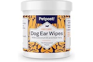Petpost | Dog Ear Cleaner Wipes - Ultra Soft Cotton Pads in Coconut Oil Aloe Solution - Dog Ear Rinse & Cleanser 100 ct