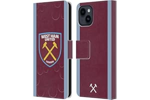 Head Case Designs Officially Licensed West Ham United FC Home 2023/24 Crest Kit Leather Book Wallet Case Cover Compatible With Apple iPhone 15