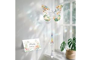 OINETRK 70th Birthday Gifts for Women - Butterfly Acrylic Suncatcher | Perfect 70th Decorations for Mum, Sister, Wife & Friends | Unique 1955 Birthday Ideas