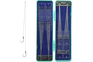 Dingbear 20 Juegos de Anzuelos Sin Púas Juego de Anzuelos Dobles, Aparejos de Pesca, Accesorios de Pesca en Mar, Adecuados para Agua Dulce y Salada