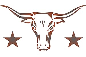STENCIL COMPANY Longhorn-Schablone – 23,5 x 12,5 cm (S) – Wiederverwendbare Kuh-Stier-Totenkopf-Schablone Texas Bauernhof, Tier, Rinder-Wand-Schablone