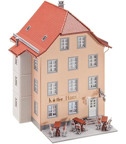 Modélisme HO : 2 maisons de petite ville avec échafaudage de peinture Modélisme HO : 2 maisons de petite ville avec échafaudage de peinture