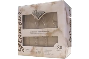 Decor Decorline - Ensemble de couverts et réutilisables en plastique durable - 180 pièces - 80 fourchettes, 40 couteaux, 40 cuillères et 20 Cuillières à café - Glamour Collection - Transparente