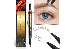 ‎IMETHOD iMethod Microblading Augenbrauenstift - Eyebrow Pencil 2-in-1 Dual-Ended Augenbrauenstift mit 3-Zinken-Micro-Gabelspitzen-Applikator & präziser Pinselspitze erzeugt natürliche Augenbrauen, Hellbraun