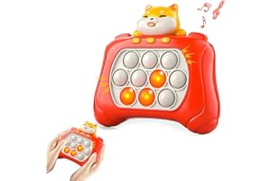 Doloowee Pop Fidget Toy, Fast Push Game Push Bubble Fidget Sensory Toy Light Up Press Game with Music, for Autism, Boys und Girls (Orange-red)