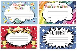 LIMARQABEL 80 Pcs Back to School Recognition Rewards Award Certificates Card 6x4 Inch Super Star Rewards Award Certificate for Teacher Classroom School Supplies