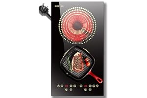 Noxton 2 Zone Ceramic Hob, Plug in Electic Hob 30cm with 2 Hour Timer, 9 Level Touch Control 2800W