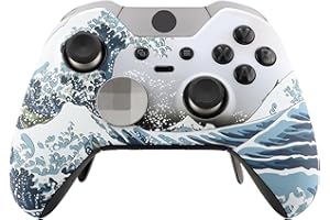 eXtremeRate Coque Avant,Boîtier Housse de Remplacement pour Xbox One Elite Manette Contrôleur Modèle 1698-La Grande Vague de Kanagawa
