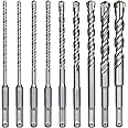 Flintronic Set Di 9 Punte Per Trapano Per Calcestruzzo, Sds Plus, Punte Per Trapano Per Pietra, 5,6,6,8,8,10,12,14,16 X 160 M