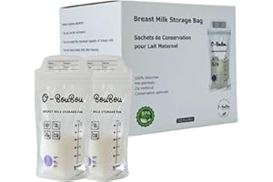 O-BOUBOU Lote de 120 Bolsas Leche Materna sin BPA - Recolector De Leche Materna Preesterilizadas - Bolsas Congelar Leche Materna- Bolsas Leche Materna Congelar, Doble Sellado, 180 ml