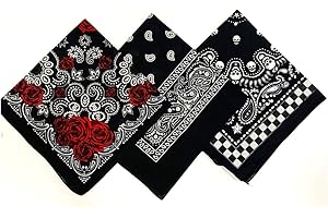 Stylex Party Ltd 3 Pack of Gothic Black Bandana Biker Headband Bandana Outdoors Paisley Dark Skull Design Headband Mask