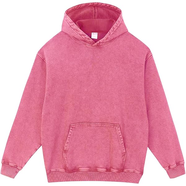 Dnzzs Men's Oversized Heavyweight Hoodie – 100% Cotton French Terry, Acid Wash Vintage Style, Unisex Streetwear Pullover