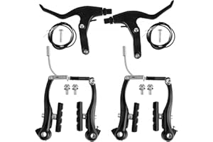 GUUFOO RICKMASK Set de Frein de Vélo Complet,2 Kit de freins de vélo en V en aluminium + 2 Levier de Frein,Câble de Frein Vélo Pour VTT, VTT - Kit de rechange pour la plupart des vélos.