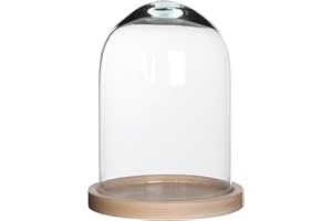MICA DECORATIONS 74904 Campana Cristal Hella con Base MARRÓN Ø17X23CM, Neutro, 17.5 x 17.5 x 23 cm