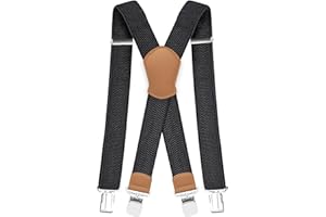 Pejoye Bretelle Uomo Vintage da Lavoro Eleganti Sportive Regolabili 4cm Larghe Forte 4 Clips e Forma a X Elastica Taglia Unica per Uomo und Donna