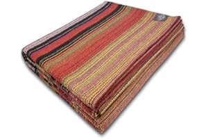 A PORTUGUESE LOVEAFFAIR CRAFT STORY Craft Story Decke Fatima - Tagesdecke aus 100% Baumwolle - Sofadecke, Wohndecke & Baumwolldecke - Schwarz Braun Orange Gelb Flieder gestreift, ca. 170 x 220 cm