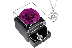 Yamonic Eternal Rose Gifts for Mothers Day,Mum Gifts from Daughter/Son,Birthday Gifts for Mum, Real Rose with Necklace,Best Mum Ever Gifts for Mothers day,Mothers Birthday Gifts, Mothers Gifts,Purple