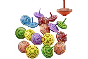 Dewocke 18PCS Colorful Wooden Spinning Top for Kids, Party bag toys, Toy Multicolored Novelty Desktop Toy, Kids party bag fillers for kids unisex, Birthday Gift for Children aged 3-7 years