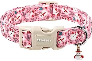 ARING PET Weihnachten Hundehalsband, Niedliche Schneemann Hundehalsband mit Schnellverschluss aus Kunststoffschnalle, Winter Bequemes Rosa Halsband für Jungen und Mädchen Hunde