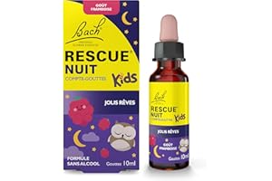 RESCUE NUIT KIDS - Jolis Rêves - Apaisement et Relaxation - Formule Sans Alcool - Goût Framboise - Dès 3 Ans - Compte-gouttes 10 ml