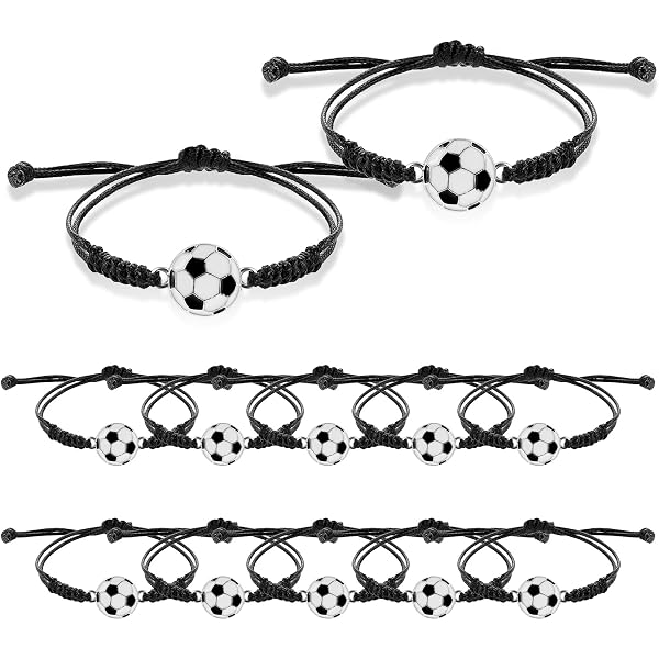 Abeillo Lot de 2 bracelets de football pour enfants, cordon réglable, bracelet d'amitié, sport, jeu de football, bracelet tissé pour adolescents, football, anniversaire, amitié, bis zu 10,6 cm, Corde