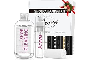 Jevvu Shoe Cleaner Kit, 300ml Concentrated Shoe Cleaning Kit with Foaming Bottle, 3 Brushes & Towel, White Sneaker Cleaner for Leather, Suede, Canvas, Knit, Mesh & All Materials