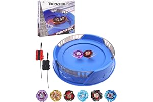 DEZAWRTY X Stadium Arena Set - 6 toupies de Combat, 2 lanceurs et 1 Xtreme Arena avec X-Celeration Rail, arène de Combat Battle pour Enfants à partir de 6 Ans, Jouets de Combat pour garçons,Bleu