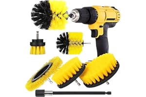 YIHATA Brosse Nettoyage Perceuse 6PCS, Brosse pour Perceuse Voiture, Brosse pour Perceuse Brosse Nettoyage, pour Jantes Carrelage Tapis Baignoire Cuisine Toilettes Sol Jaune