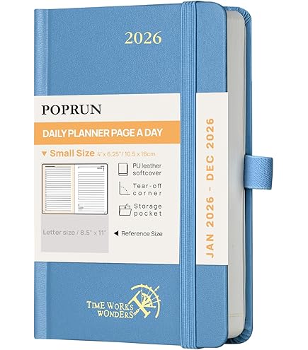 POPRUN Agenda 2025 2026 Weekplanner Verticaal 22 x 16,5 cm van Aug'25 - Dec'26, 17 Maanden School Planner, Harde Kaft met 30 Minuten Intervallen