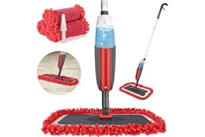 Winpok Lavapavimenti a Spruzzo, Spray Mop Scopa Lavapavimenti a Spruzzo, Scopa con vaporizzatore Integrato Adatti Legno Laminato in Ceramica Piastrelle per Pavimenti (Rosso)