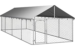Deufre Perrera de Exterior con Techo Animales Mascotas Perros Jaulas Cercados Casetas Casa Jardín Estructura Actividades Aire Libre 600 x 200 x 150 cm