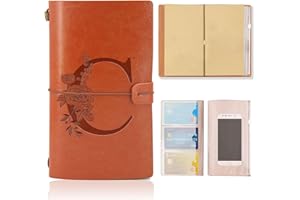 HSDSH Diario di Viaggio iniziale, Taccuino in Pelle Rifillabile, Diario Blocco Note Quaderno Compleanno Regalo per Donne Ragazze Amica Scrittori Giornalisti e Studenti Regalo per Festa Della Mamma(C)