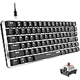 Mechanical Keyboard, AK33 White LED Backlit USB Cable Gaming Mechanical Keyboard, 82-key Compact Mechanical Gaming Keyboard with Anti-ghosting Keys for Gamers & Typists (Brown switch, Black)