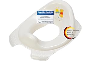 KINDERWELT Blanc de Perle Premium Siège Toilettes pour Enfants Disney Winnie L'Ourson Petits Stable avec Abattant Fonction Anti-dérapante Unique Grain Individuels Agréable Effet Paillettes
