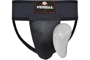 VERSAL Boxing Groin Guard MMA Martial Arts Muay Thai Groin Cup Abdominal Protector Jockstrap Abdo Groin Support for Kickboxing Karate Bjj Cricket Hockey Adult/Youth Groin Box