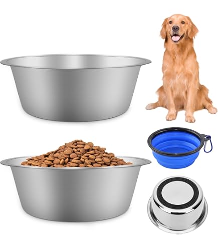 HB Bowl Edelstahl-Näpfe Für Hunde & Katzen | 3er-Pack, Große Größe (1,8 L / 8 Tassen) | Spülmaschinenfest, Rostfrei