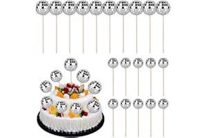 CRESBEL 20 Piezas Decoración para Tartas de Discoteca - Bolas de Espejo de Discoteca, Decoraciones de Pastel de Bola de Discoteca de Los Años 70 Adornos, Bolas de Discoteca de Espejo para Cupcakes