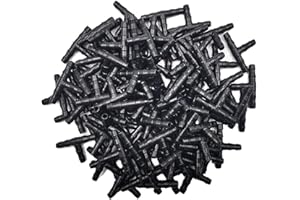 Kalolary 200pcs Drip Sprinkler Irrigation 4/7mm Tee Pipe Barb Hose Raccordo Joiner Drip System per tubo 4mm/7mm Barbed Hydroponic Tee Connettori (Nero)