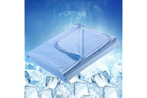 Elegear 150x200cm Bamboo Cooling Blanket for Night Sweats, Arc-chill 3.0 Cool Fiber Summer Throw for Bed Sofa Chair Travel Adult Kid Hot Sleeper, Breathable, Comfort, Lightweight, Twin/Double, Blue